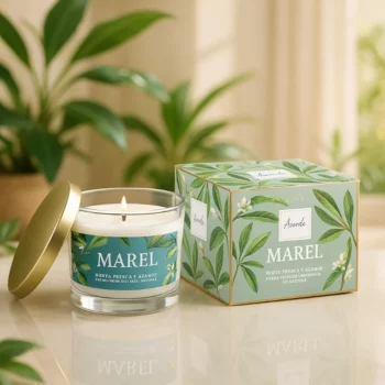Pack de 6 (soit 3.50€ pièce) : Grosse Bougie Pot en Verre 12,5 x 12,5 x 8,6 cm MAREL – Acorde Fragrances