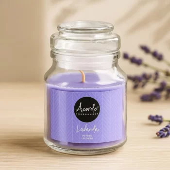 Pack de 12 (soit 1,10€ pièce) : Bougie Pot en Verre Couvercle Parfum LAVANDE – Acorde Fragrances