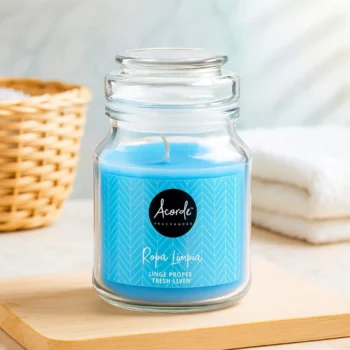 Pack de 12 (soit 1,50€ pièce) : Bougie Pot en Verre Couvercle Parfum LINGES PROPRES – Acorde Fragrances