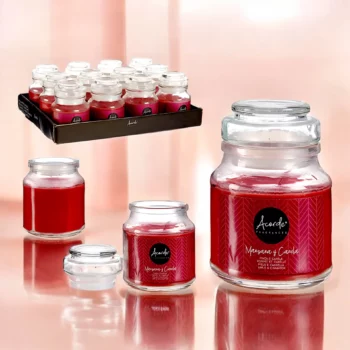 Pack de 12 (soit 1,50€ pièce) : Bougie Pot en Verre Couvercle Parfum POMME CANNELLE – Acorde Fragrances – Image 2