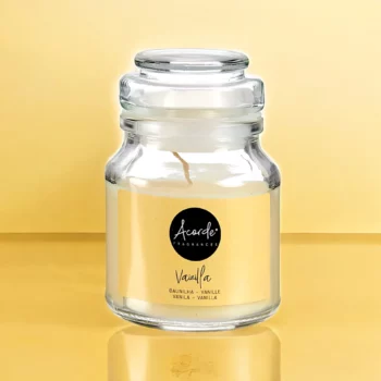 Pack de 12 (soit 2€ pièce) : Bougie Pot en Verre Couvercle Parfum VANILLE – Acorde Fragrances