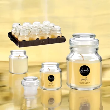 Pack de 12 (soit 2€ pièce) : Bougie Pot en Verre Couvercle Parfum VANILLE – Acorde Fragrances – Image 2