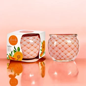 Pack de 12 (soit 1,54€ pièce) : Bougie Pot en Verre Vintage parfumée au MELON - Acorde Fragrances
