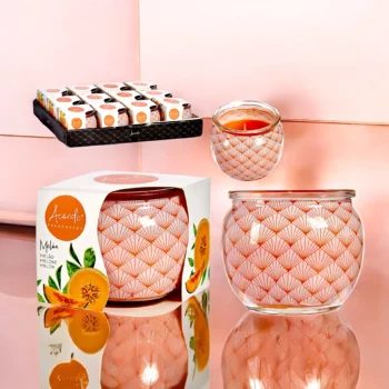 Pack de 12 (soit 1,54€ pièce) : Bougie Pot en Verre Vintage parfumée au MELON - Acorde Fragrances – Image 2