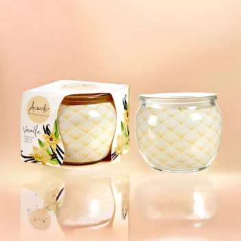 Pack de 12 (soit 0,75€ pièce) : Bougie Pot en Verre Vintage parfumée au VANILLE - Acorde Fragrances