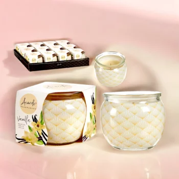 Pack de 12 (soit 0,75€ pièce) : Bougie Pot en Verre Vintage parfumée au VANILLE - Acorde Fragrances – Image 2