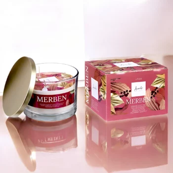 Pack de 6 (soit 2.60€ pièce) : Grosse Bougie Pot en Verre 12,5 x 12,5 x 8,6 cm MERBEN – Acorde Fragrances