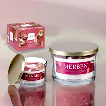 Pack de 6 (soit 2.60€ pièce) : Grosse Bougie Pot en Verre 12,5 x 12,5 x 8,6 cm MERBEN – Acorde Fragrances – Image 2