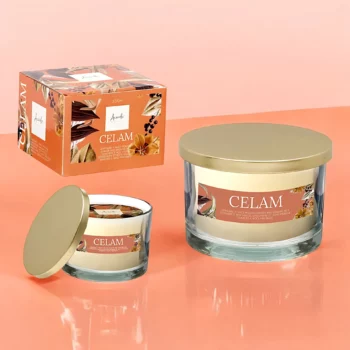 Pack de 6 (soit 2€ pièce) : Grosse Bougie Pot en Verre 12,5 x 12,5 x 8,6 cm CELAM – Acorde Fragrances – Image 2