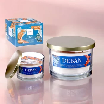 Pack de 6 (soit 2.60€ pièce) : Bougie Pot en Verre Couvercle doré DEBAN – Acorde Fragrances – Image 2