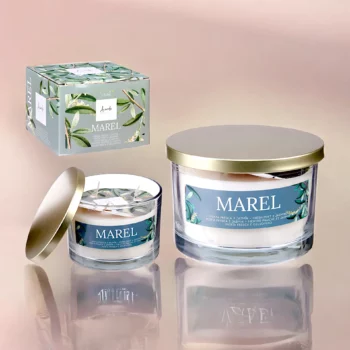 Pack de 6 (soit 3.50€ pièce) : Grosse Bougie Pot en Verre 12,5 x 12,5 x 8,6 cm MAREL – Acorde Fragrances – Image 2