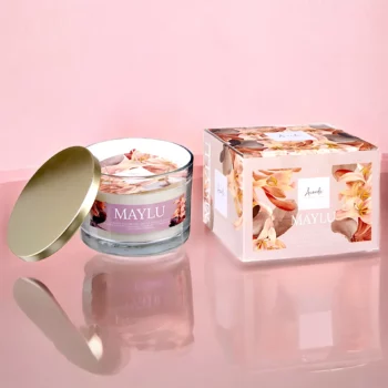 Pack de 6 (soit 1.50€ pièce) : Grosse Bougie Pot en Verre 12,5 x 12,5 x 8,6 cm MAYLU – Acorde Fragrances