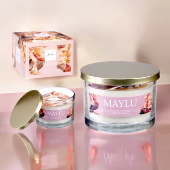 Pack de 6 (soit 1.50€ pièce) : Grosse Bougie Pot en Verre 12,5 x 12,5 x 8,6 cm MAYLU – Acorde Fragrances – Image 2