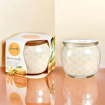 Pack de 12 (soit 1,54€ pièce) : Bougie Pot en Verre Vintage Macaron à la Vanille - Acorde Fragrances