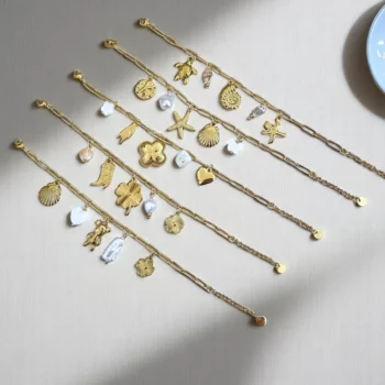 Lot de 12 (1,90€ Pièce) : Bracelets Dorés avec Breloques – Acier Inoxydable – Image 3