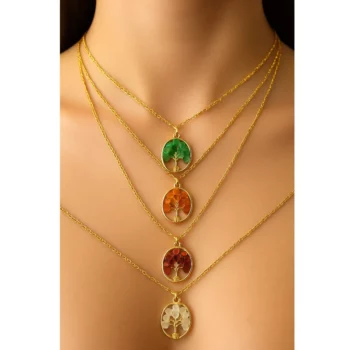 Lot de 12 (2€ Pièce) : Colliers Arbre de Vie – Perle et Chaîne Dorée - Acier Inoxydable – Image 2