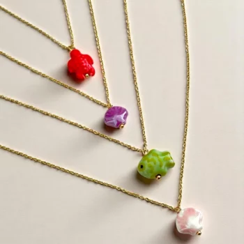 Lot de 12 (1,50€ Pièce) : Collier doré & Pendentif Océan - Acier Inoxydable