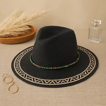 Mélange de 3 (soit 3,50€) Chapeaux Mixtes en Raphia – Détail Bande Tissée et Perles – Image 4