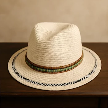 Mélange de 3 (soit 3,50€) Chapeaux Mixtes en Raphia – Détail Bande Tissée et Perles – Image 3