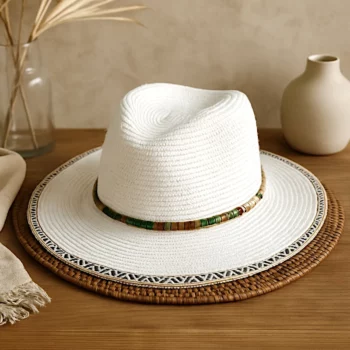 Mélange de 3 (soit 3,50€) Chapeaux Mixtes en Raphia – Détail Bande Tissée et Perles – Image 2