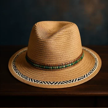 Mélange de 3 (soit 3,50€) Chapeaux Mixtes en Raphia – Détail Bande Tissée et Perles – Image 5