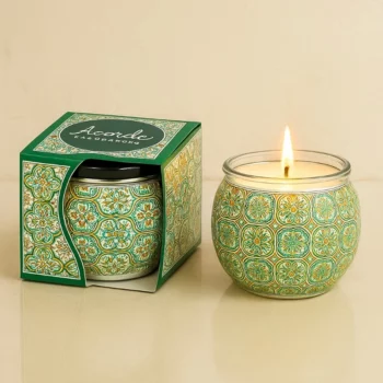 Pack de 12 (soit 1€ pièce) : Bougie Pot en Verre Mosaïque Parfum CITRON GINGEMBRE – Acorde Fragrances