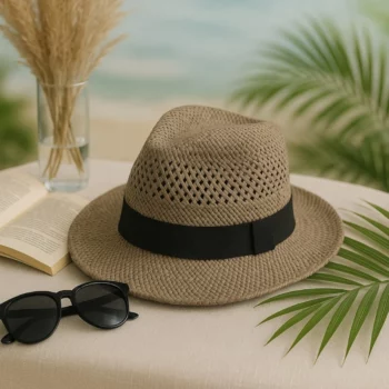 Mélange de 3 (soit 4,50€) Chapeaux Panama Tressés avec Bande Noire – Coloris Mélangés – Image 4