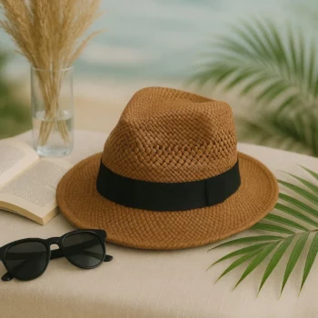 Mélange de 3 (soit 4,50€) Chapeaux Panama Tressés avec Bande Noire – Coloris Mélangés – Image 3