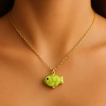 Lot de 12 (1,50€ Pièce) : Collier doré & Pendentif Océan - Acier Inoxydable – Image 3