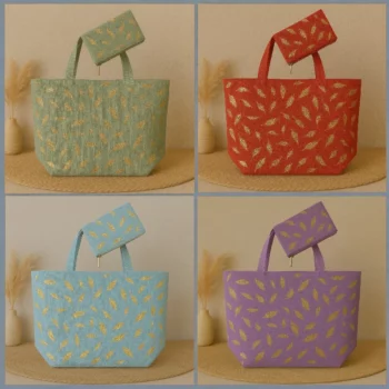 Mélange de 6  (soit 4,30€) Sacs de Plage avec Porte-Monnaie - Couleurs Assorties