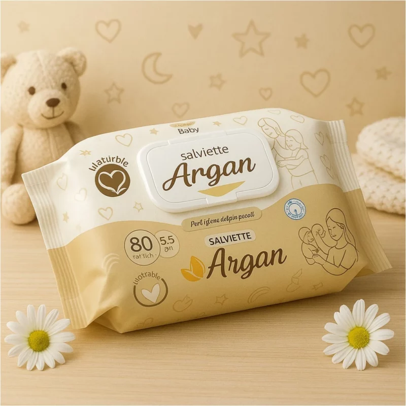 Lot de 3 (1,22€ Pièce) : Paquet de 80 lingettes Bébé à l’Huile d’Argan - Setahome