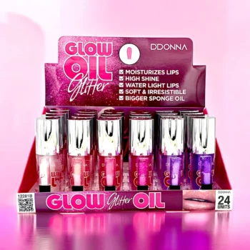 Présentoir de 24 (soit 1,28€ l'unité) : Huile Scintillante à Lèvres GLOW OIL Glitter - DDonna