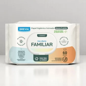Carton de 16 (soit 1,60€ le paquet) : Papier Toilette Humide - Brevia - 60 Lingettes par Paquet 🧻 – Image 3