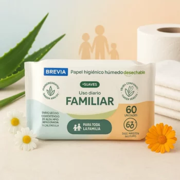 Carton de 16 (soit 1,60€ le paquet) : Papier Toilette Humide - Brevia - 60 Lingettes par Paquet 🧻