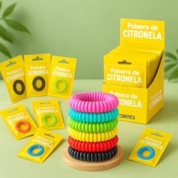 Présentoir de 24 (Soit 0,50€ le Blister) : Bracelets Anti-Moustiques à la Citronnelle – Coloris Assortis – Image 2