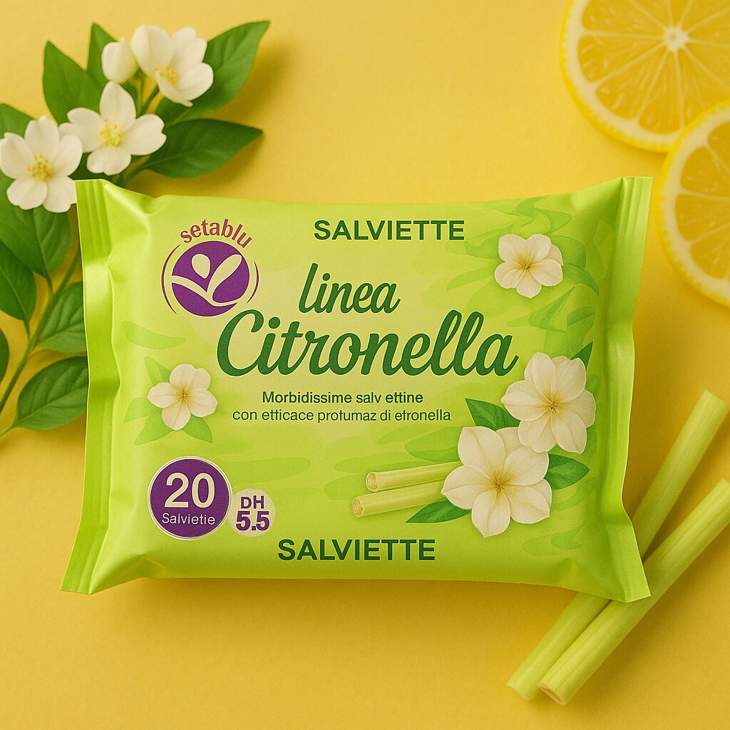 ChatGPT Image 30 avr. 2025, 14_41_41 Présentoir de 12 (Soit 1,25€ le Blister) : Paquets de Lingettes Anti-Moustiques Citronnelle – Setablu – Image 1
