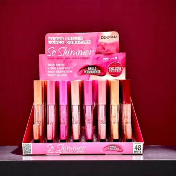 Présentoir de 48 (soit 0,98€ l'unité) Brillant à Lèvres SO SHIMMER 24H - D'Donna