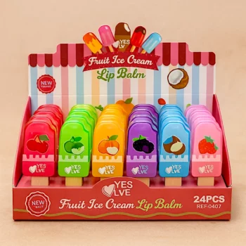 Présentoir de 24 (soit 1,22€ unité) : Baumes à Lèvres Fruit Ice Cream – YES LOVE