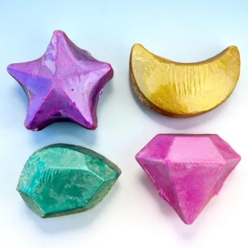 Présentoir de 24 (Soit 0,40€ Pièce) : Bombes de Bain Formes Célestes – Étoile, Lune & Gemmes Pailletées – Image 4