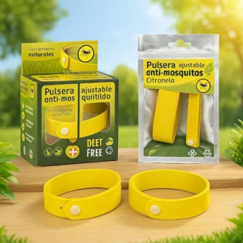 Présentoir de 24 (Soit 0,40€ le Blister) : Bracelets Anti-Moustiques Ajustables – 21 cm – Jaune – Durée 7 à 10 jours – Image 2