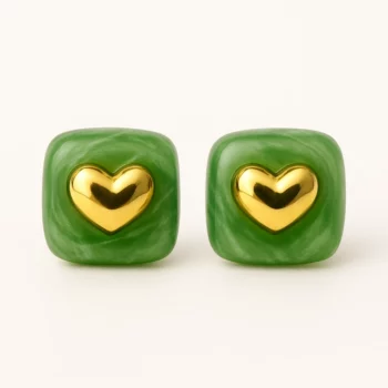 Présentoir de 12 paires (soit 0,90€ la paire) : Paires de Boucles d’Oreilles Nacrées Cœur Doré – Modèle Acier – Image 7