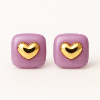 Présentoir de 12 paires (soit 0,90€ la paire) : Paires de Boucles d’Oreilles Nacrées Cœur Doré – Modèle Acier – Image 4