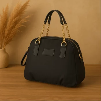 Sac à main Tissu avec Anses Chainettes NOIR