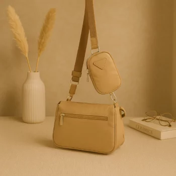 Sac à bandoulière Tissu avec Pochette assortie KAKI – Image 2