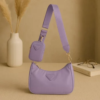 Sac à bandoulière Tissu avec Pochette assortie MAUVE