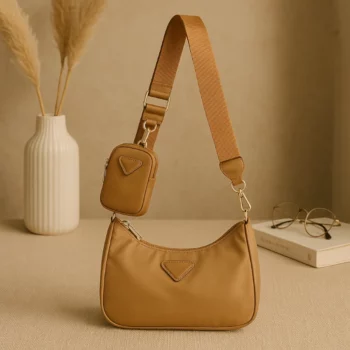 Sac à bandoulière Tissu avec Pochette assortie BEIGE