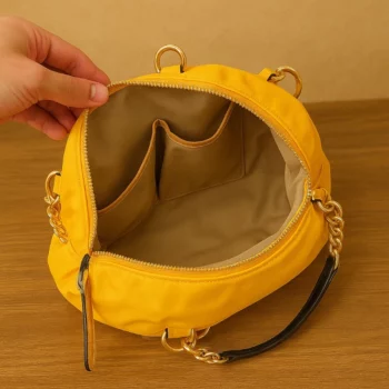 Sac à main Tissu avec Anses Chainettes JAUNE – Image 2