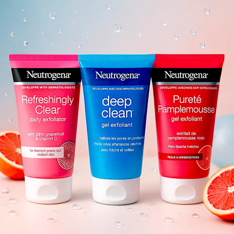 Lot de 3 (3,25€ Pièce) Gels Exfoliants Neutrogena – Deep Clean & Pamplemousse Rose
