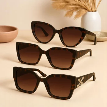 Lot de 3 (2,80€ pièce) : Paires de Lunettes de Soleil – Motif Léopard – 3 Modèles Assortis