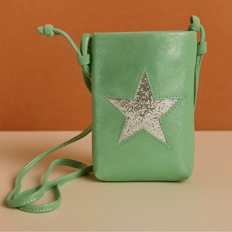 Petit Sac à Main Bandoulière avec Étoile Pailletée - Vert
